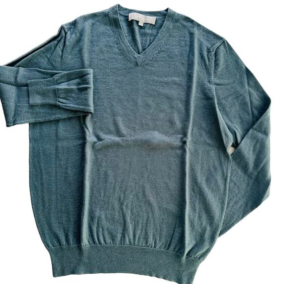 Neiman Marcus Other - Neiman Marcus Mens V Neck Sweater Fine Cashmere Silk Green Blue Size Medium